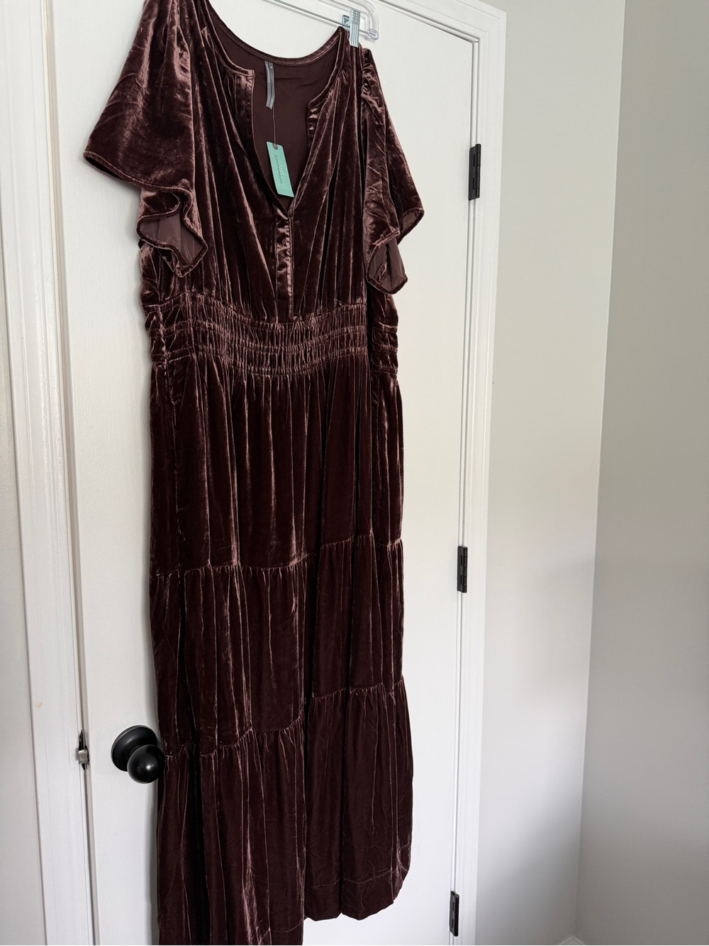 Anthropologie Chocolate Brown Velvet Somerset Maxi Dress NWT - Picture 8 of 9